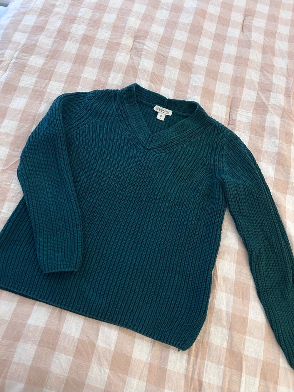 100% Cotton Coldwater Creek V-neck Green Sweater